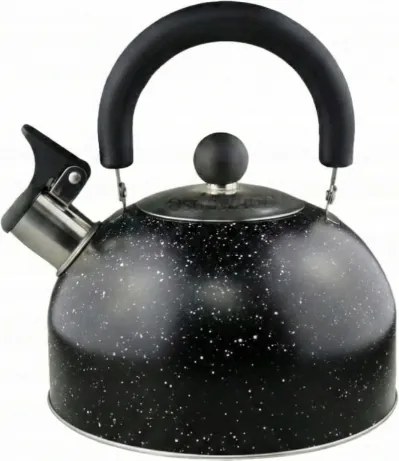Stílusos fekete vízforraló 2L pöttyös indukciós és gáz síppal