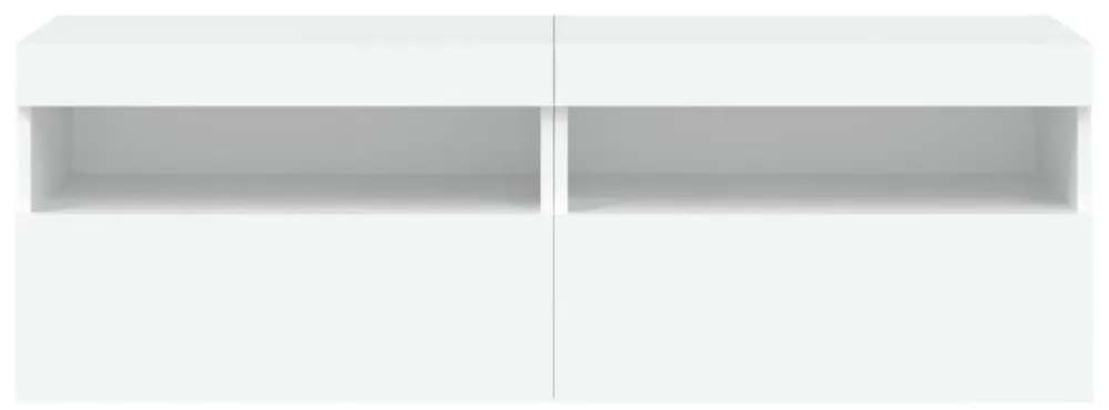 2 db fehér falra szerelhető TV-szekrény LED-ekkel 60x30x40 cm