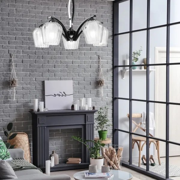 Csillár rúdon PAULA 5xE27/60W/230V fekete