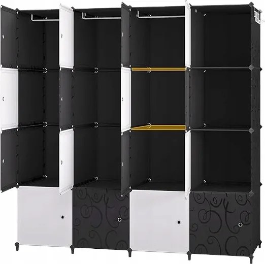 Moduláris szekrény Modern Hordozható Ajtókkal 16 Kocka Összecsukható Nagy