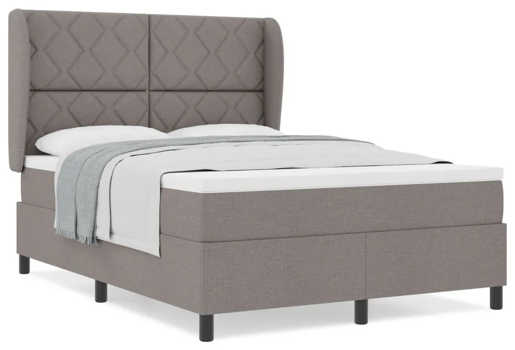 Boxspring Ágy Matraccal - Taupe, 140x200 cm, Szövet