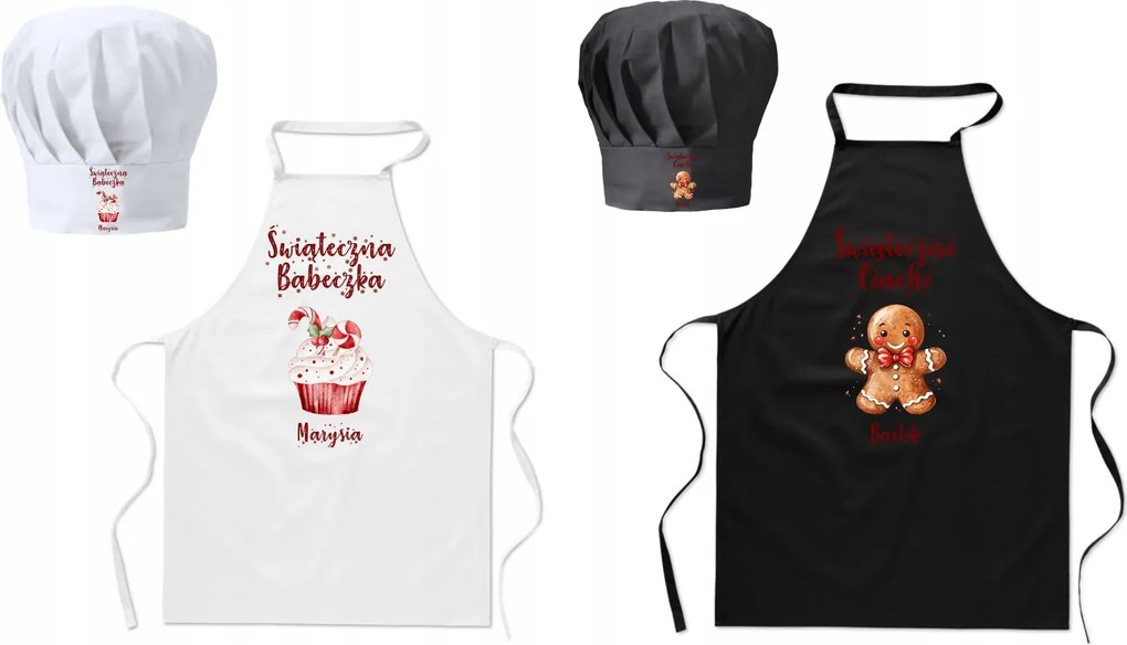 Konyhai kötény Páros sapka Karácsonyi muffin süti Név Ajándék