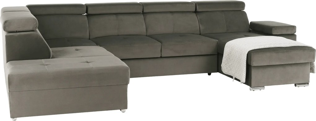 Ülőgarnitúra, szürkésbarna taupe, jobbos, LAMORA U