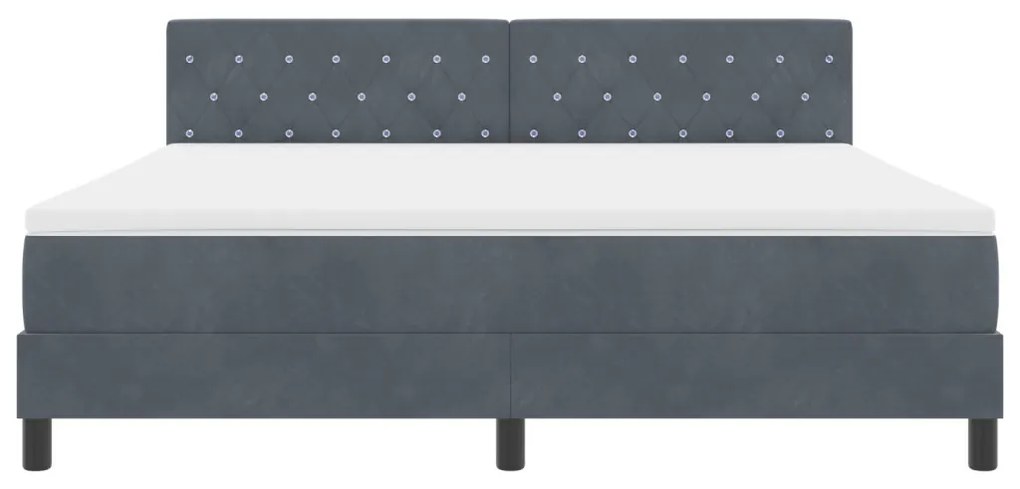 Boxspring Ágy Mattal Sötétszürke Szuper Király Bársony