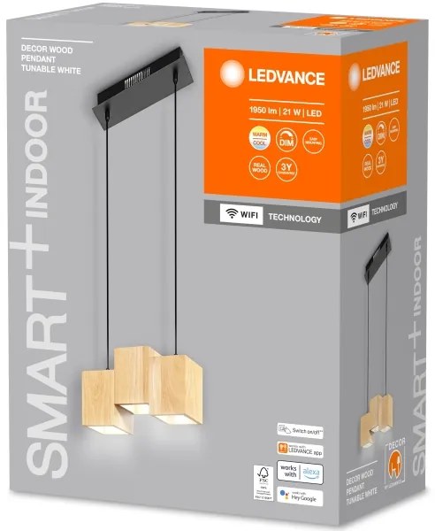 Ledvance - LED Dimmelhető csillár zsinóron DECOR WOOD 3xLED/7W/230V Wi-Fi