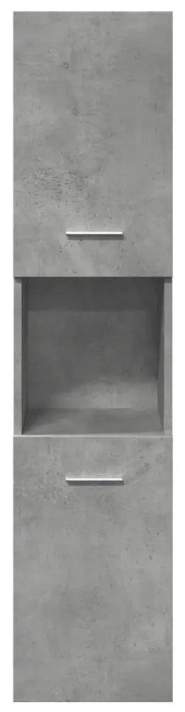 betonszürke szerelt fa függő fürdőszobaszekrény 30x30x130 cm