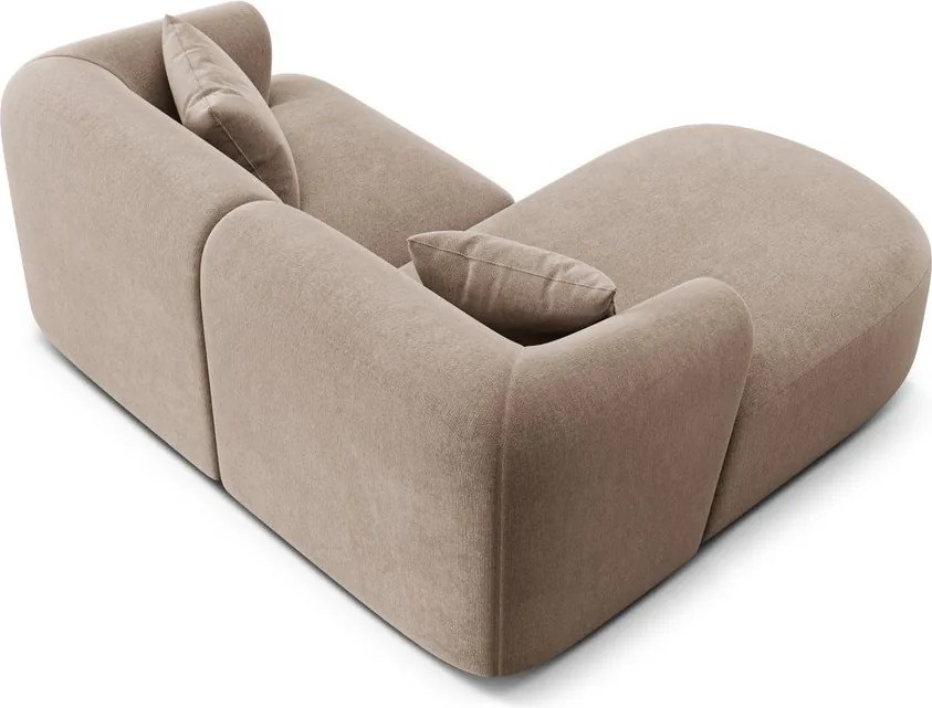 Világosbarna bársony sarokkanapé (bal oldali-heverő résszel) Campi – Cosmopolitan Design