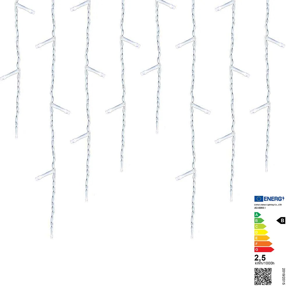 LED-es jégcsap fényfüggöny 2 méretben, hidegfehér-230 LED-del