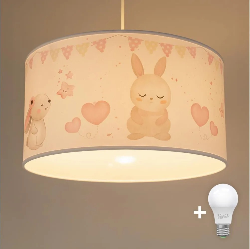Brilagi - LED gyerekszoba függőlámpa zsinóron BOBO 1xE27/60W/230V Ø 35 cm fehér/nyuszik