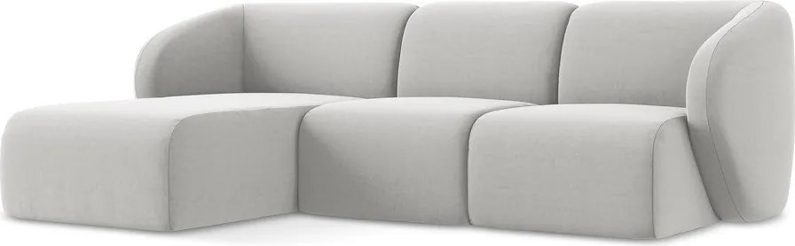 Világosszürke bársony sarokkanapé (bal oldali-heverő résszel) Lani – Makamii