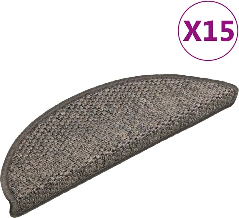 vidaXL 15 db szizál hatású szürke-bézs lépcsőszőnyeg 56 x 17 x 3 cm