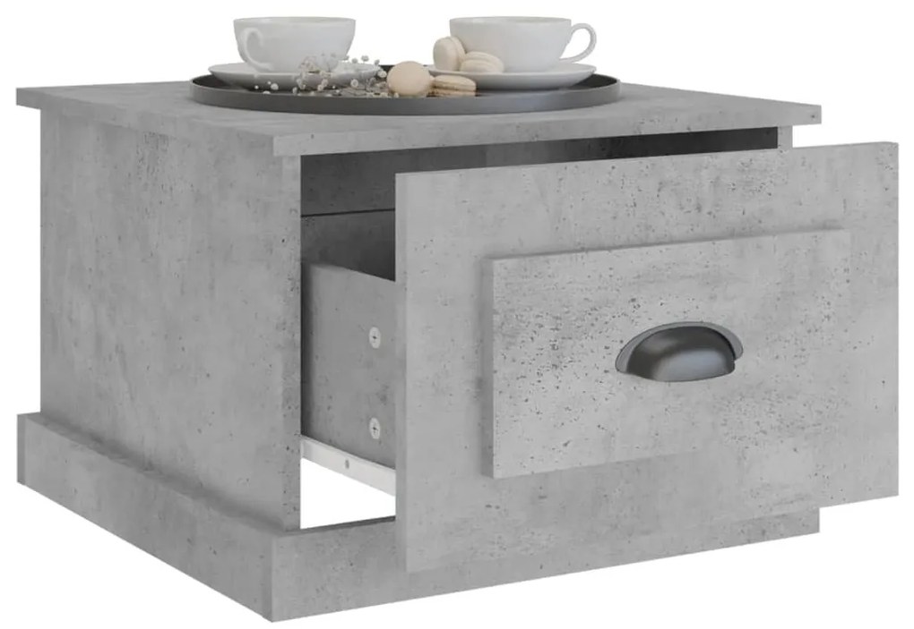 Betonszürke szerelt fa dohányzóasztal 50 x 50 x 35 cm