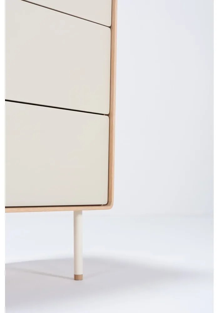 Fehér-natúr színű tölgyfa magas komód 60x100 cm Fina – Gazzda