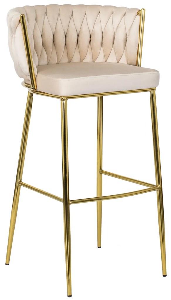 Bárszék FLORES  krémszínű bársony/ arany lábak