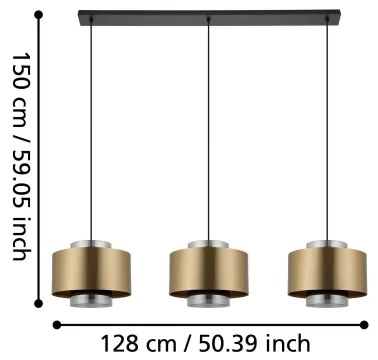 Eglo 390067 - Csillár zsinóron DUGLIA 3xE27/40W/230V arany