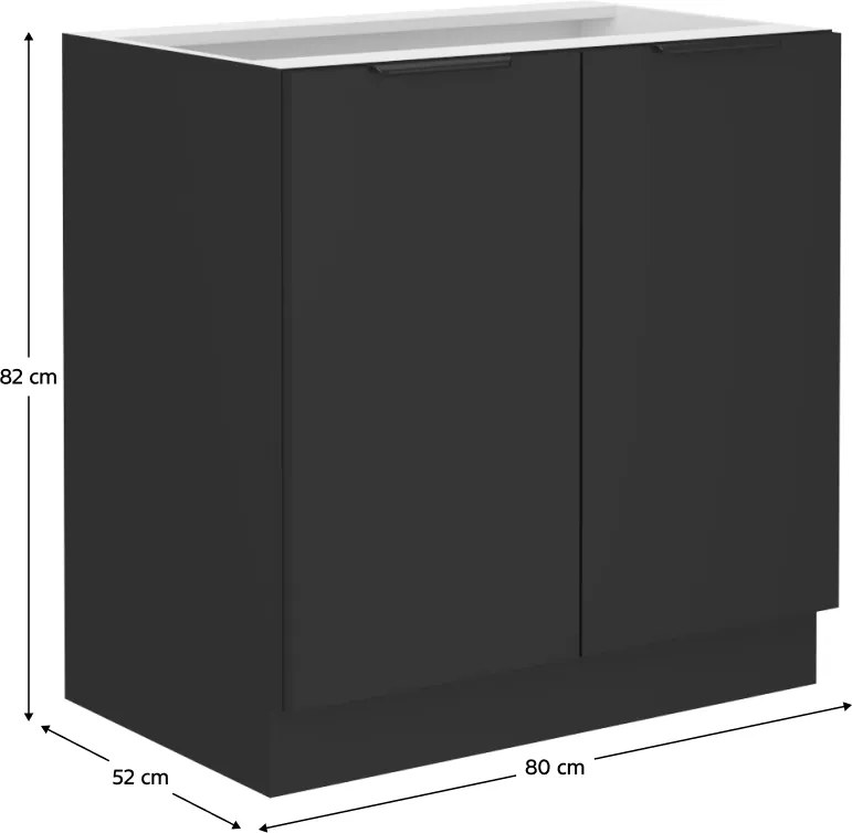 Alsó szekrény, fekete, SIBER 80 D 2F BB