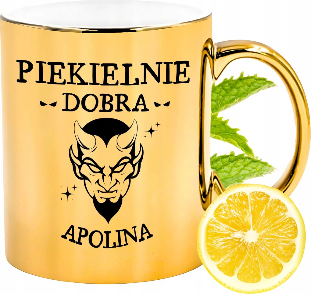 Prémium Arany Csillogó Bögre Apolina Ajándék Nyomtatott Fotóval