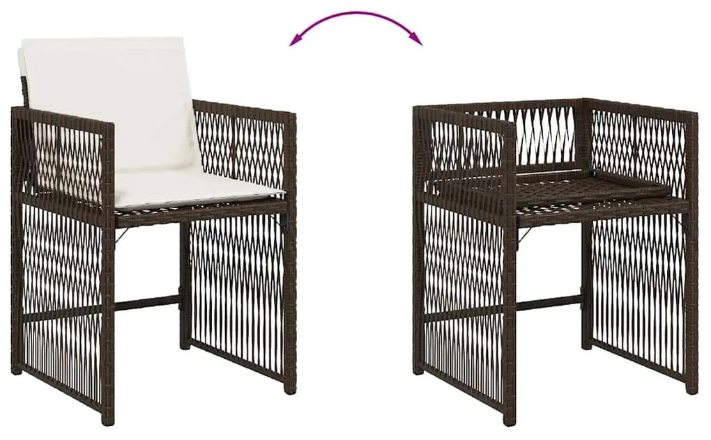 4 db barna polyrattan kerti szék párnával