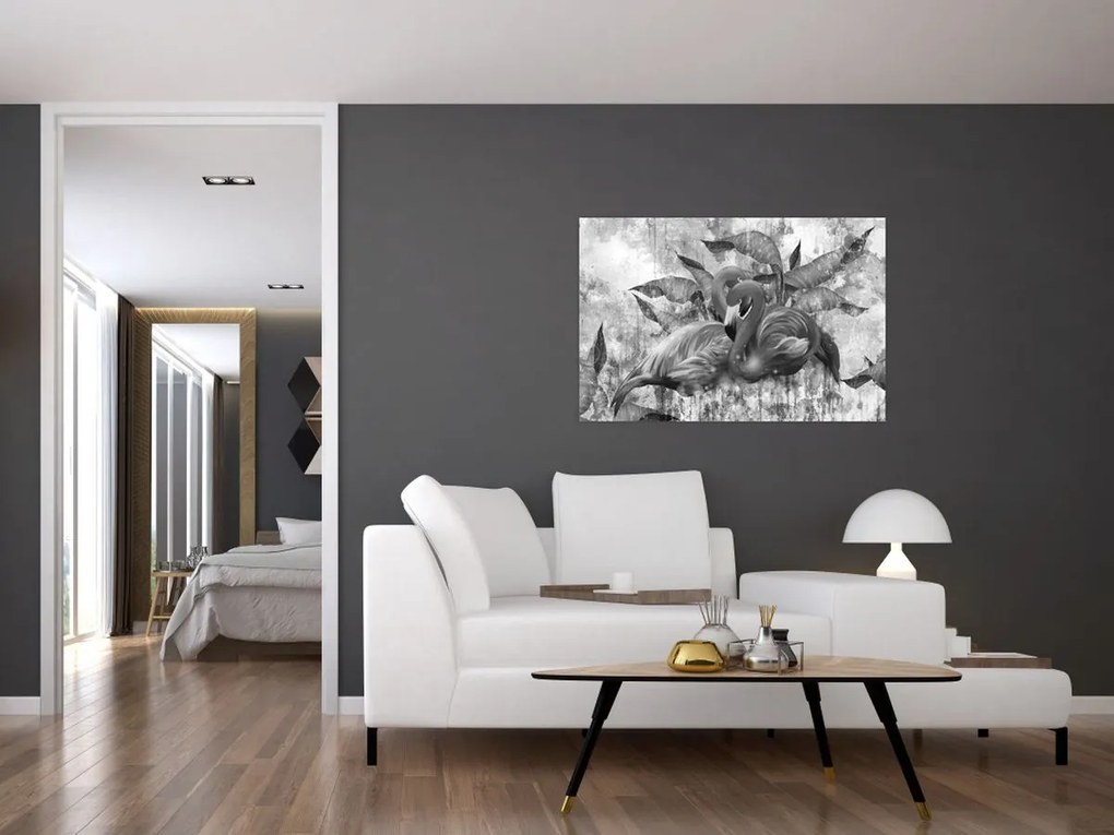 Kép - Flamingók graffiti (90x60 cm)