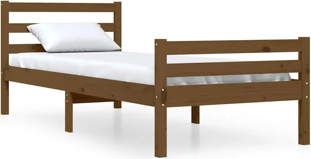 vidaXL Small Single mézbarna tömör fa ágykeret 75 x 190 cm