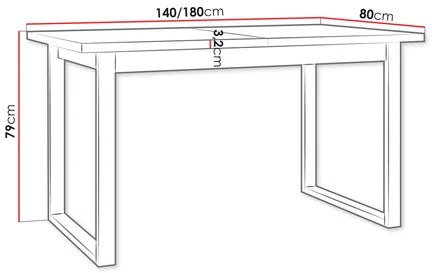 Széthúzható étkezőasztal Elarna 80 x 140 180 III (artisan tölgy + fekete)  (4-8 fő részére). 1105372