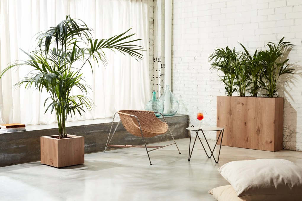 Önöntöző fa virágcserep TAMMI, magas téglalap alakú, többféle változatban - Hobby Flower méretek: 104 x 30 x 80, szín: természetes tölgy