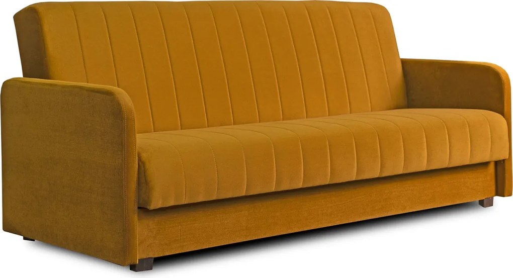 Dönthető kanapé mustársárga színben, bársony kárpittal, PORTO