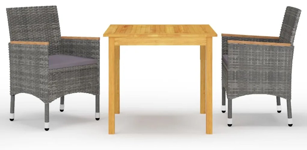 vidaXL 3 részes szürke kerti étkezőszett