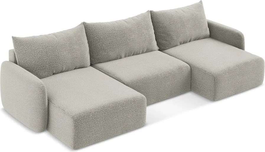 Világosszürke kinyitható-tárolóhelyes sarokkanapé Kalena – Makamii