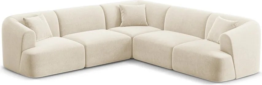 Bézs bársony sarokkanapé Campi – Cosmopolitan Design