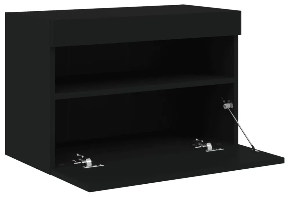 fekete fali TV-szekrény LED-világítással 60x30x40 cm
