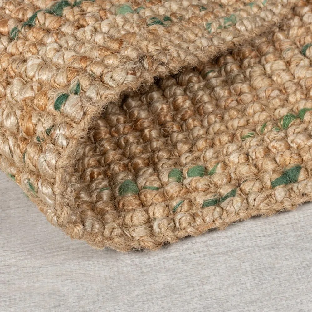 Zöld-natúr színű kétoldalas kézi szövésű juta szőnyeg 160x230 cm Jute Boucle Green – Flair Rugs