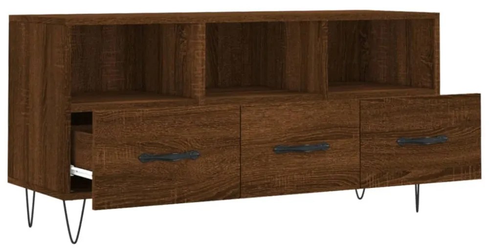 barna tölgyszínű szerelt fa TV-szekrény 102 x 36 x 50 cm