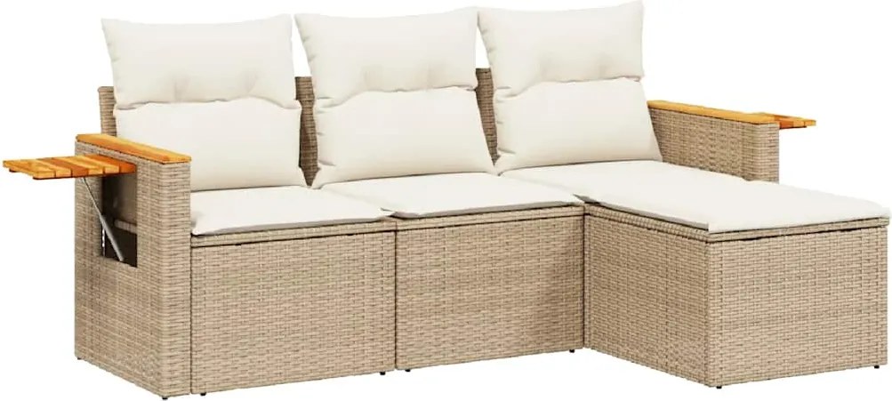vidaXL 4 részes bézs polyrattan kerti ülőgarnitúra párnákkal