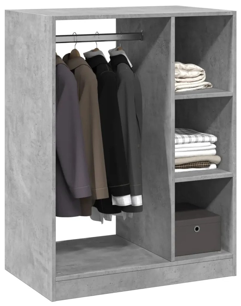 betonszürke szerelt fa ruhásszekrény 77 x 48 x 102 cm