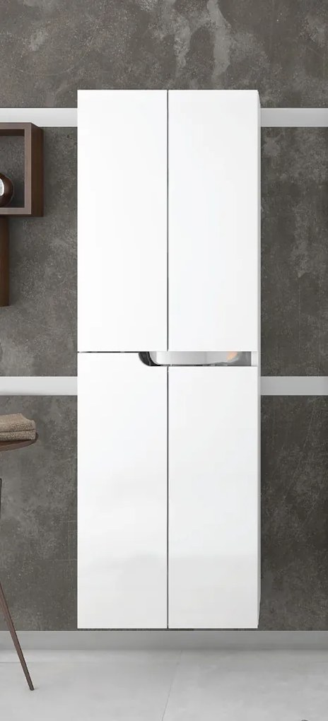 Piramida BETA fali fürdőszoba - állószekrény - FEHÉR - 50 x 150 x 30 cm