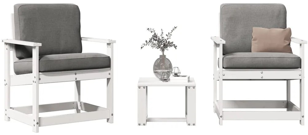 vidaXL 3 részes fehér tömör fenyőfa kerti ülőgarnitúra