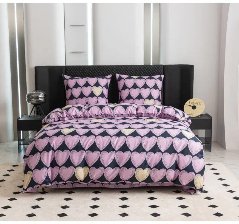 Mikroszálas ágyneműhuzat VIOLET HEARTS világos lila Ágyneműhuzat mérete: 2 db 70 x 80 cm | 160 x 200 cm