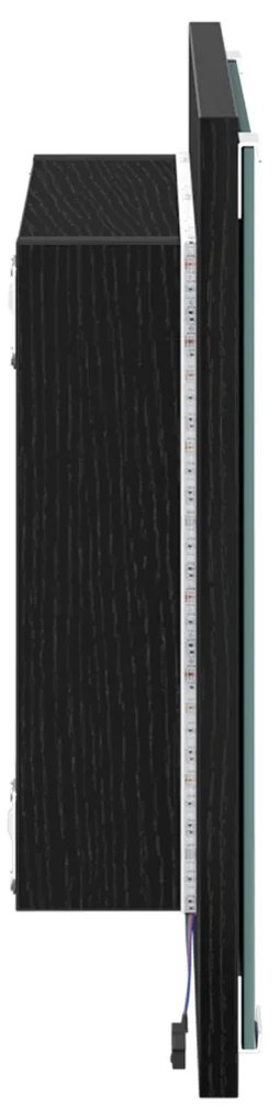 LED Fürdőszoba Tükör Fekete Tölgy 40x8.5x37 cm Műszaki Fa