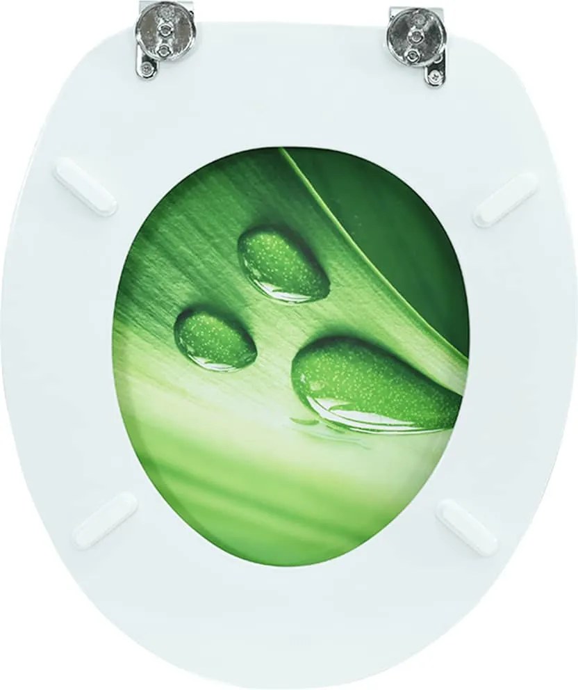 Zöld vízcseppmintás MDF WC-ülőke fedéllel