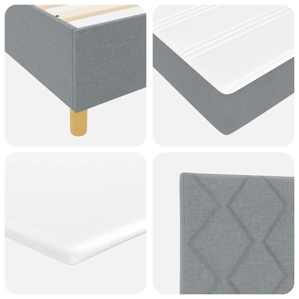 Boxspring Ágy Mattal & LED Fény Szürke 80x200 cm Szövet