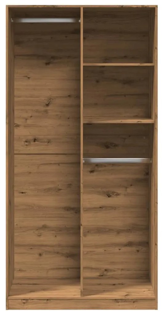 kézműves tölgy színű szerelt fa ruhásszekrény 100 x 50 x 200 cm