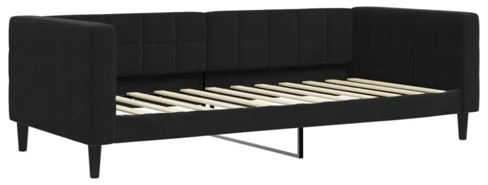 fekete bársony heverő matraccal 90 x 200 cm