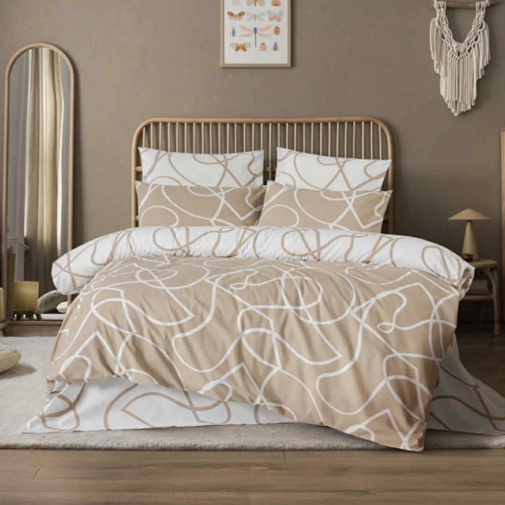 Merlot barna pamut ágyneműhuzat TiaHome - 1x Párna 90x70cm, 1x Paplan 140x200cm