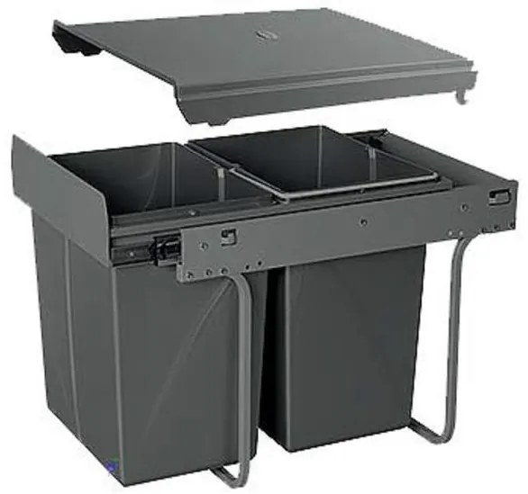 Hulladékgyűjtő GTV Practi Eco 400, szelektív, manuális működés, lágy záródás, 2x20 L edénnyel, fedéllel