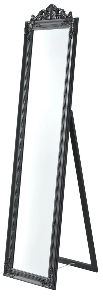 Állótükör 160x40 cm állítható dönthető barokk stílusú keret sötétszürke [en.casa]