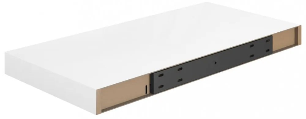 2 db magasfényű fehér MDF lebegő fali polc 50 x 23 x 3,8 cm