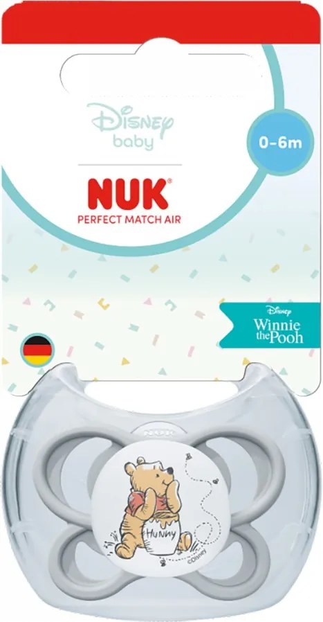 Baba cumi NUK Perfect Match Air Disney Maci Pu 0–6 hónapos grey, vel. 0-6 h