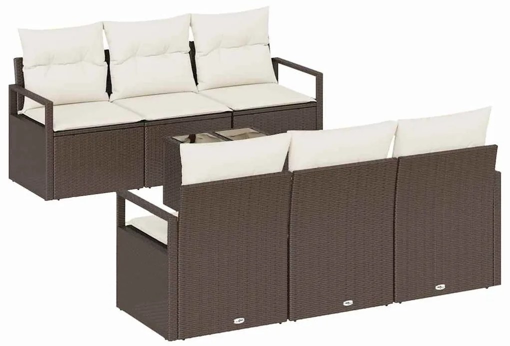 Kerti Kanapé Szett 7 pcs Barna és Krém 55 x 55 x 37 cm