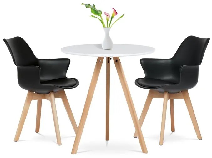 Műanyag Étkezőfotel Fekete Színben Műbőr Ülőpárnával, Bükkfa Lábbal. CT-771